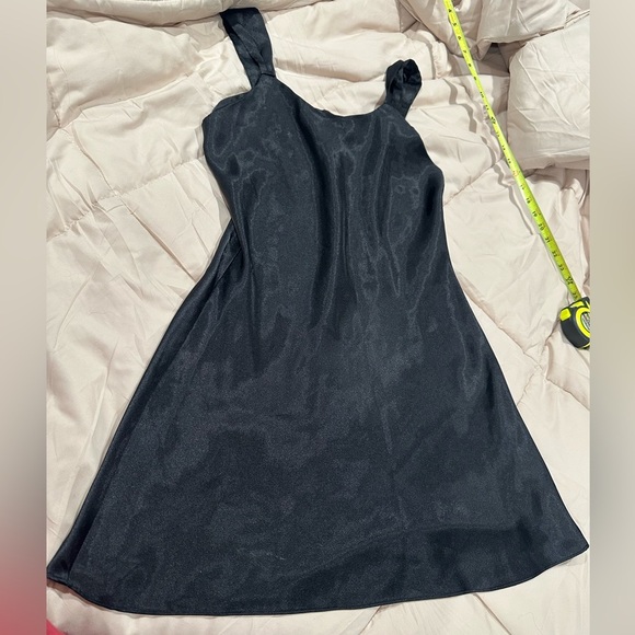 Winlar black slip dress, midi, wide straps, flowing, fairy, satin, SP - Picture 2 of 7